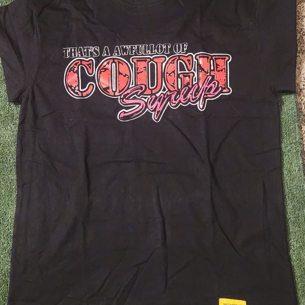 Black Short Sleeve Graphic Tee with Red Accent